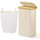 Chenshia Laundry Basket with Lid, Narrow Laundry Hamper with Removable Bag - Ivory: 