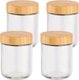4 Piece Overnight Oat Jars Airtight Container Bamboo Lid Glass Food Storage 470ml: 