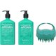 BEAMARRY Macadamia Argan Smooth Set 380ml & Teal Scalp Massage Brush: 