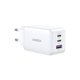 UGREEN 65W Triple Port (1 USB and 2 Type C) GaN PD Ultra Fast Charging Wall Charger (White): 