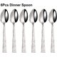 6pcs - Silver,Western Gold Dinner Spoon Set With Hammered Handle Stainless steel Table Soup Spoon Sliver Cutlery Set Dishwasher...
