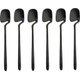 Black Teaspoon,6pcs Black Dinner Fork Flatware Table Decor Kitchen Matte Spoon Knife Dinnerware tableware Cutlery Desserts Soup...