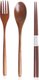 -3Japanese Style Handmade Portable Natural Wooden Spoon Fork Chopsticks Cloth Bag Cutlery Sets Travel Dinnerware with Cloth...