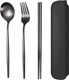Black,Gold Portable Tableware Cutlery Set With Box Spoon Fork Chopsticks Set Stainless Steel Lunch Dinnerware Kitchen...