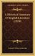 A Historical Summary Of English Literature (1920) (Hardcover): Edward William Edmunds