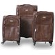Roller Luggage Trolley Bag Textured Pattern - Dark Brown Patches (3 Piece) (PU Leather) - Only Available to deliver to Major...