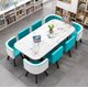Mfurn Nordic Style Square Dining Table Set (White Table, Blue & White Chairs): 