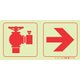 Parrot Photoluminescent 190mm Safety Sign - Fire Hydrant + Arow Right: 
