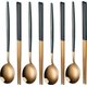 Green Gold 4pcs,4pcs Household Black Gold Cutlery Set Chopsticks Spoon  Gold Stainless Steel Kitchen Dinnerware Set Tableware...