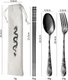 1 Set Black,,4 Set or Pair,Portable Non-slip Stainless Steel Utensil Set Laser Dragon Design Chopsticks Fork Spoon for Camping...