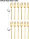 12Pcs Gold,Black Coffee Fork Stainless Steel 304 Tea Fork Set Ice Cream Cake Fruit Forks Mirror Gold Cutlery Thin Sliverware: 
