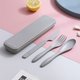 Grey,3In1 Wheat Straw Dinnerware Set Portable Reusable Cutlery Sets Knife Fork Spoon Chopsticks Travel Utensil Box Camping...