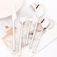 5pcs silver,Stainless Steel Dinnerware Set High-grade Graceful Metal Cutlery Set Knife Cake Fok Coffee Spoon Kitchen Tableware: 