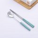 Green,Chopsticks Dessert Spoon Flatware Stainless Steel Cutlery Set Sushi Sticks Coffee Tea Spoons Set Portable Dinnerware Set: 