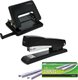 Treeline Metal Stapler & Punch Combo + Box of Staples (Black): 