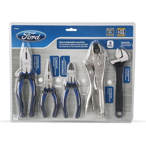 Ford Tools Plier Set with Locking Pliers and Adjustable Wrench (5 Piece