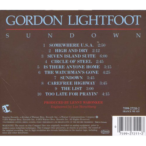 Gordon Lightfoot Sundown (CD) Music Buy online in South Africa