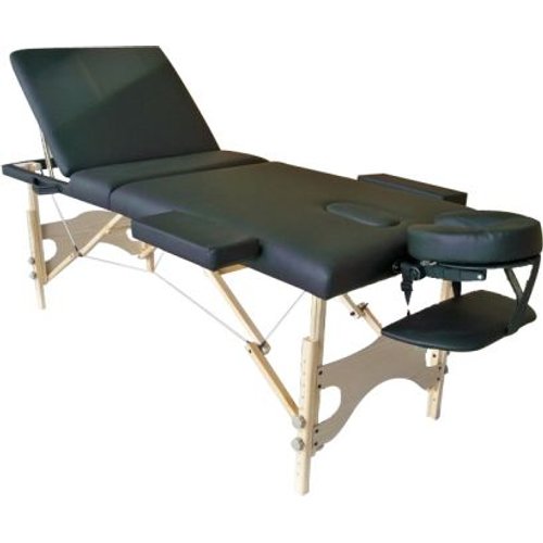 Orabi Wooden Portable Massage Bed with Adjustable Head & Height (Black