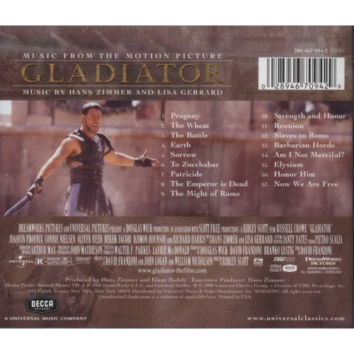 Various Artists Gladiator Music from the Motion Picture (CD) Hans Zimmer, Lisa Gerrard