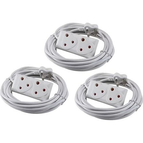 5m Extension Cord with 2Way MultiPlug Extension Lead Bulk (Pack of 3