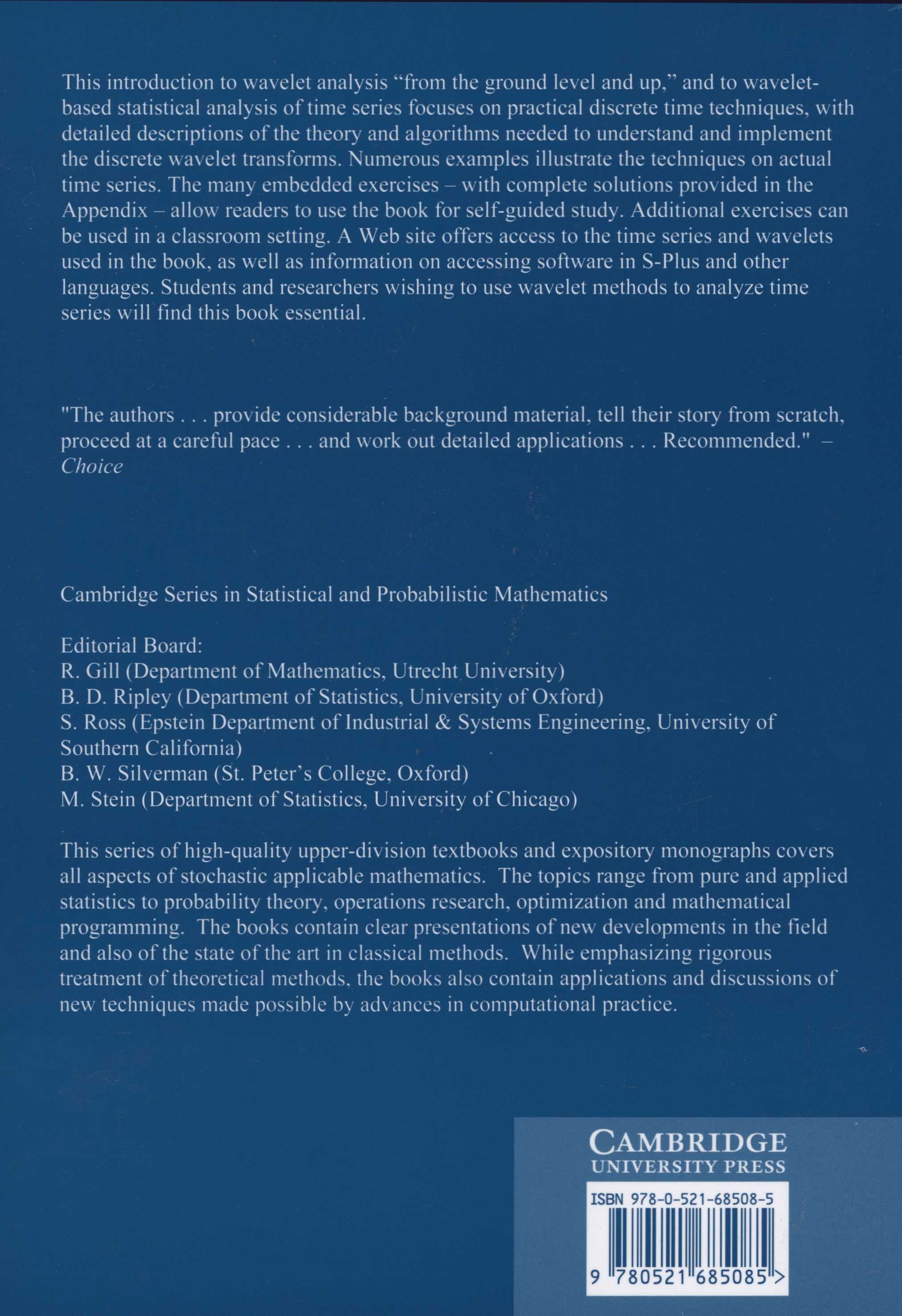 Wavelet Methods for Time Series Analysis (Cambridge Series in Statistical and Probabilistic Mathematics， Series Number 4) Percival， Donald B.; Walden， Andrew T. Wavelet Methods for Time Series Analysis (Paperback, New ed)